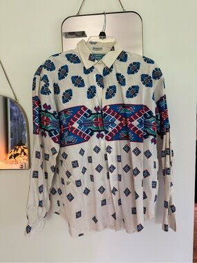 Men's Western Aztec Print Button-Up Shirt